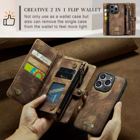 &Eacute;tui portefeuille Caseme Vintage pour iPhone 15 Pro Max - marron