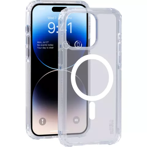 Coque magn&eacute;tique SoSkild Defend compatible avec iPhone 15 Pro Max - Transparente