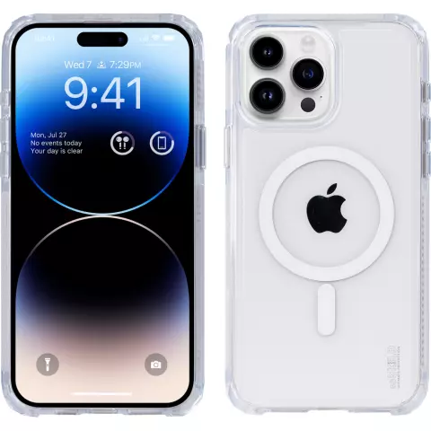 Coque magn&eacute;tique SoSkild Defend compatible avec iPhone 15 Pro Max - Transparente
