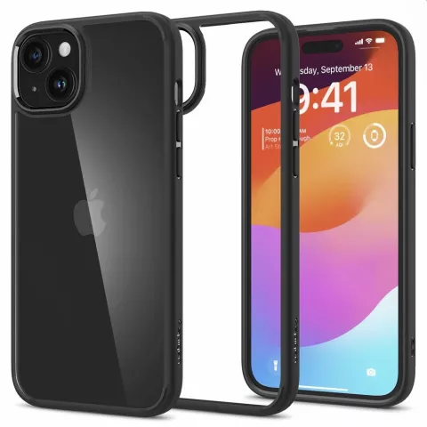 Coque Spigen Ultra Hybrid compatible avec iPhone 15 Plus - Noir mat