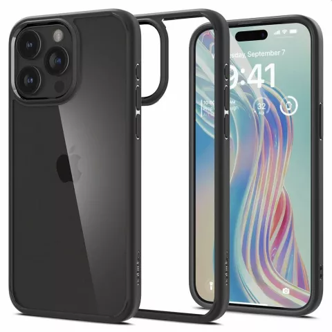 Coque Spigen Ultra Hybrid compatible avec iPhone 15 Pro - Noir mat