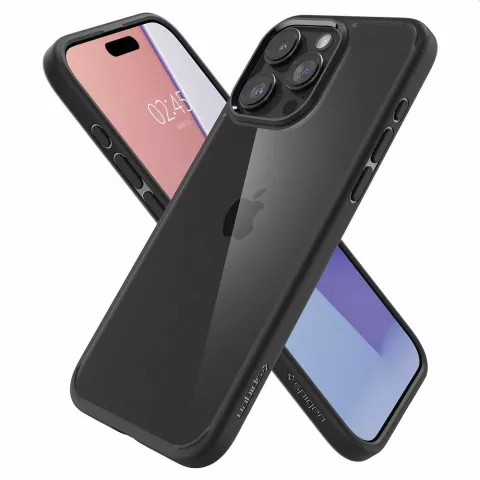 Coque Spigen Ultra Hybrid compatible avec iPhone 15 Pro - Noir mat