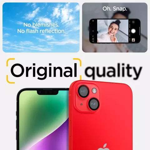Spigen Camera Lens Glass Protector 2 Pack compatible avec iPhone 14 Plus et iPhone 14 - Rouge