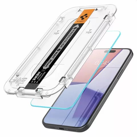 Spigen Glass Mounting Frame EZ FIT 2 Pack AGL06883 Protecteur d&#039;&eacute;cran pour iPhone 15 Plus - Transparent