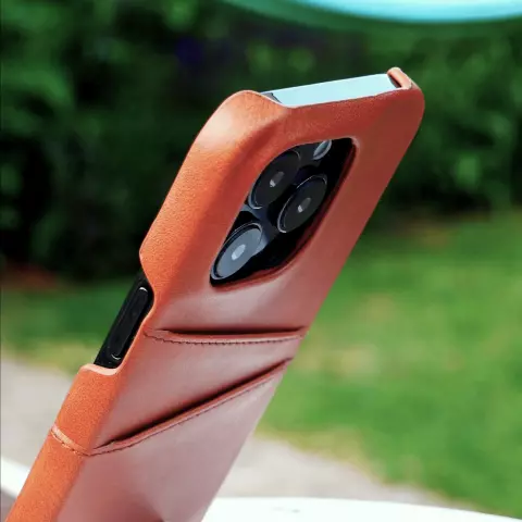 &Eacute;tui en cuir v&eacute;g&eacute;talien Duo Cardslot Wallet pour iPhone 15 Plus - marron