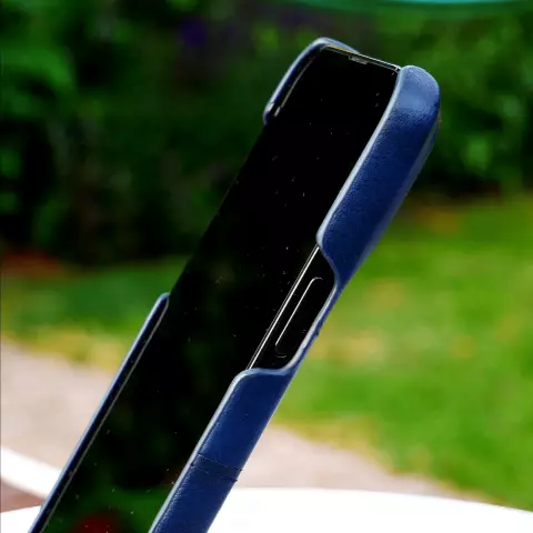 &Eacute;tui en cuir v&eacute;g&eacute;talien Duo Cardslot Wallet pour iPhone 15 Plus - bleu