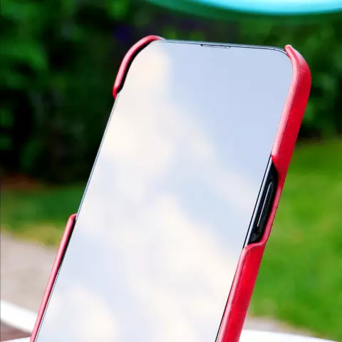 &Eacute;tui en cuir v&eacute;g&eacute;talien Duo Cardslot Wallet pour iPhone 15 Pro Max - rouge
