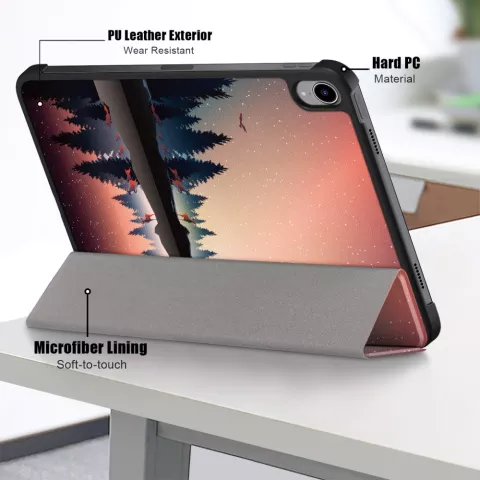 Housse en plastique &agrave; trois volets compatible avec iPad 10e g&eacute;n&eacute;ration 10,9 pouces 2022 - noire