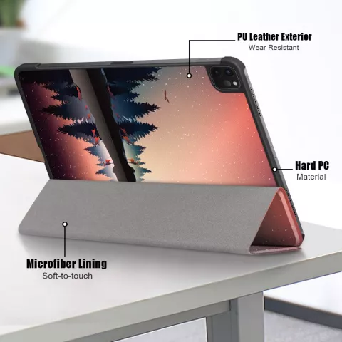 &Eacute;tui Midnight Trifold compatible avec iPad Pro 11 pouces (2018 2020 2021 2022) et iPad Air 4 et 5 - noir