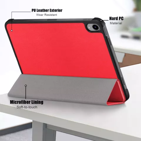 Housse en plastique &agrave; trois volets compatible avec iPad 10e g&eacute;n&eacute;ration 10,9 pouces 2022 - rouge
