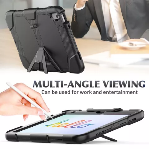 &Eacute;tui robuste en plastique et silicone Survivor Kickstand compatible avec iPad 10e g&eacute;n&eacute;ration 10,9 pouces 2022 - noir