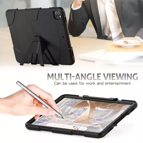 Housse de b&eacute;quille Survivor compatible avec iPad Pro 12,9 pouces (2018 2020 2021 2022) - noir
