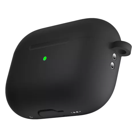 &Eacute;tui en silicone de protection antichoc avec crochet compatible avec AirPods Pro 1 et 2 - noir