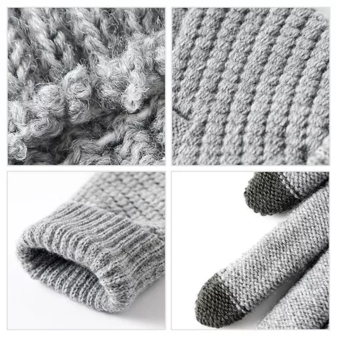 Gants tactiles hiver Touch Gloves taille unique structure laine lavable - gris