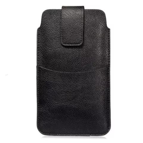 Litchee Cuir Texture Universal Phone Pouch Insert Case Max 5,5 Pouces Comme IPhone SE Et 13 Mini - Noir