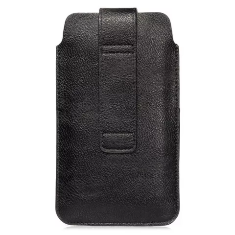 Litchee Cuir Texture Pochette De T&eacute;l&eacute;phone Universelle Insert De Ceinture Clip De Ceinture Max 5,5 Pouces Comme compatible avec iPhone SE Et 13 Mini - Noir