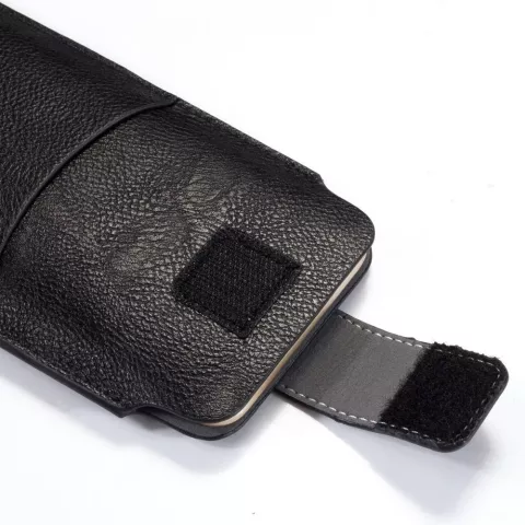 Litchee Cuir Texture Pochette De T&eacute;l&eacute;phone Universelle Insert De Ceinture Clip De Ceinture Max 5,5 Pouces Comme compatible avec iPhone SE Et 13 Mini - Noir