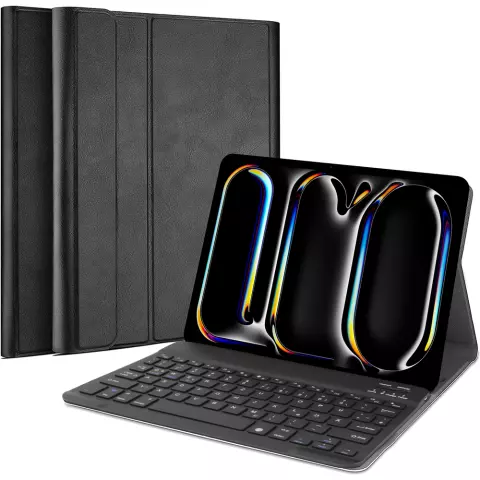 Just in Case Premium Bluetooth Keyboard QWERTZ Housse en cuir artificiel compatible avec iPad Pro 11 (2021 2022) - noir
