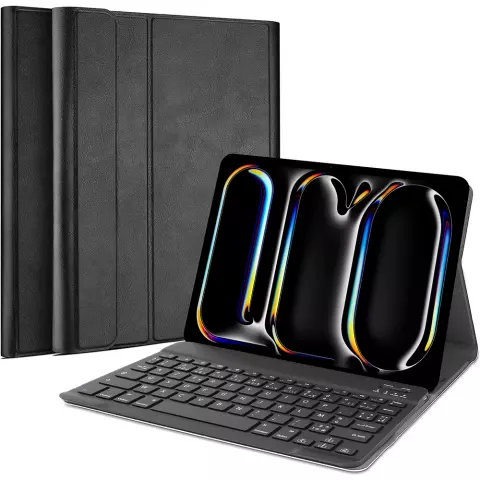 Just in Case Premium Clavier Bluetooth AZERTY Housse en cuir artificiel compatible avec iPad Pro 11 (2021 2022) - noir