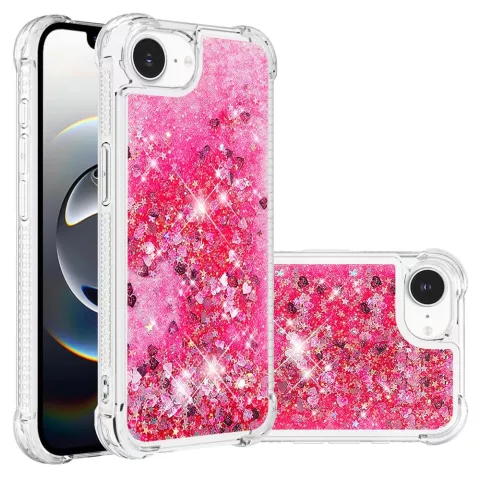 Coque en TPU paillet&eacute; avec coins renforc&eacute;s compatible avec iPhone 16e - rose transparent