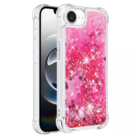 Coque en TPU paillet&eacute; avec coins renforc&eacute;s compatible avec iPhone 16e - rose transparent