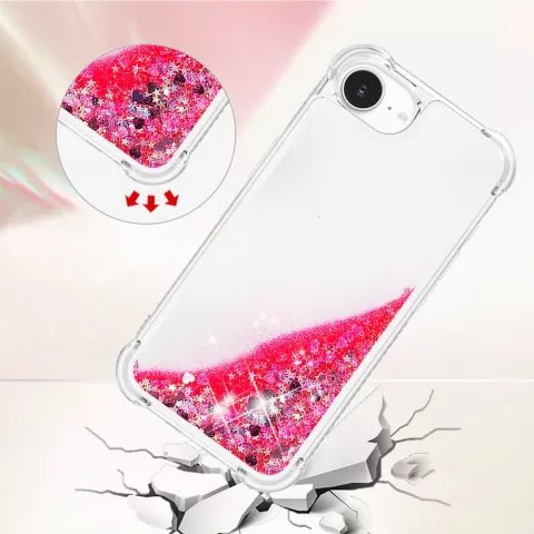 Coque en TPU paillet&eacute; avec coins renforc&eacute;s compatible avec iPhone 16e - rose transparent