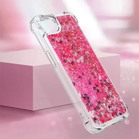 Coque en TPU paillet&eacute; avec coins renforc&eacute;s compatible avec iPhone 16e - rose transparent