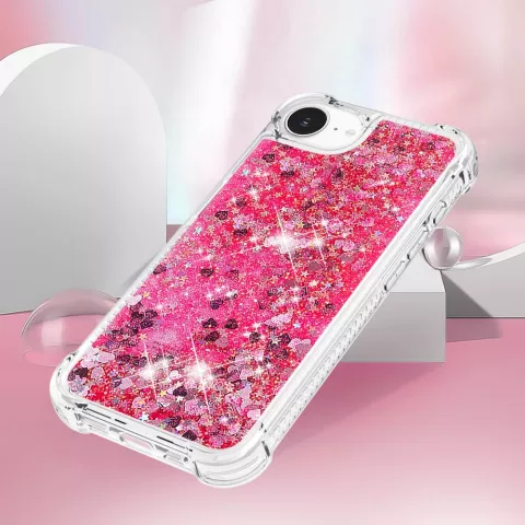Coque en TPU paillet&eacute; avec coins renforc&eacute;s compatible avec iPhone 16e - rose transparent