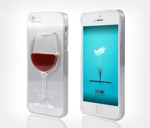 &Eacute;tui &agrave; vin Transparent compatible avec iPhone 5 5s SE 2016, couvercle en verre &agrave; vin, &eacute;tui rigide &agrave; vin rouge