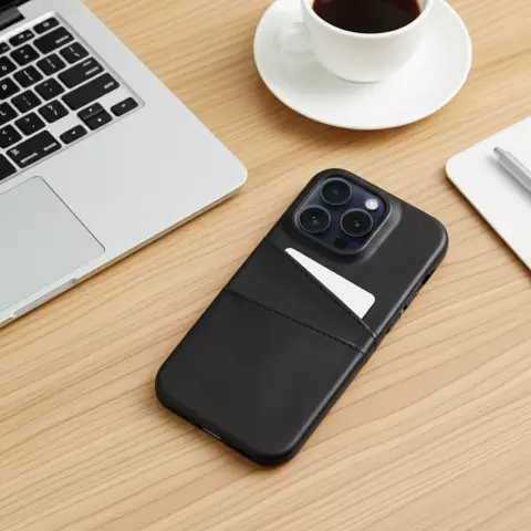&Eacute;tui en cuir v&eacute;g&eacute;talien Duo Cardslot Wallet compatible avec iPhone 16 Pro - noir