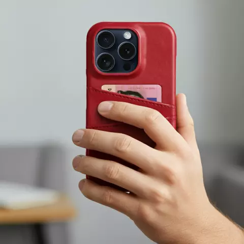 &Eacute;tui en cuir artificiel Duo Cardslot Wallet compatible avec iPhone 13 Pro - rouge