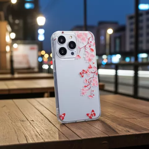 Coque en TPU Zen Blossom Flower Branches Nature Papillons compatible avec iPhone 13 - transparente