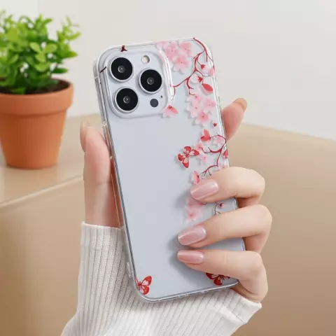 Coque en TPU Zen Blossom Flower Branches Nature Papillons compatible avec iPhone 13 - transparente