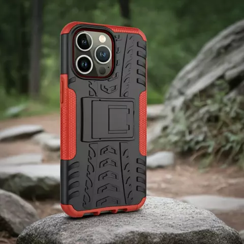 B&eacute;quille Antichoc En Plastique Antid&eacute;rapant Et &Eacute;tui TPU compatible avec iPhone 14 Plus - Rouge