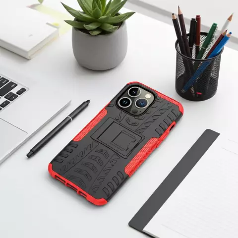 B&eacute;quille Antichoc En Plastique Antid&eacute;rapant Et &Eacute;tui TPU compatible avec iPhone 14 Plus - Rouge