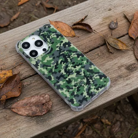 Coque en TPU Army Camouflage Survivor compatible avec iPhone 14 - Vert Arm&eacute;e