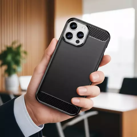 Coque de protection Carbon Armor antichoc en TPU compatible avec iPhone 11 Pro Max - Noir