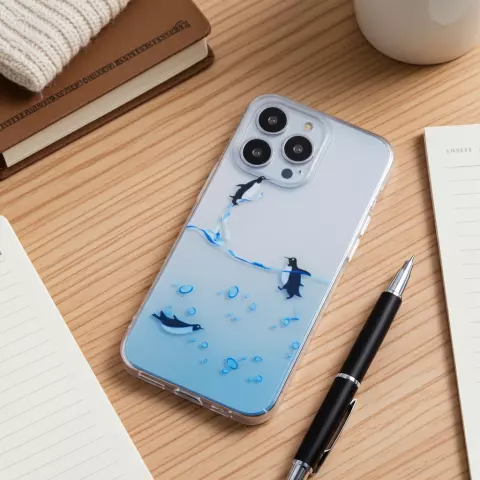 Coque en TPU Penguin Ocean compatible avec iPhone 15 Plus - transparente