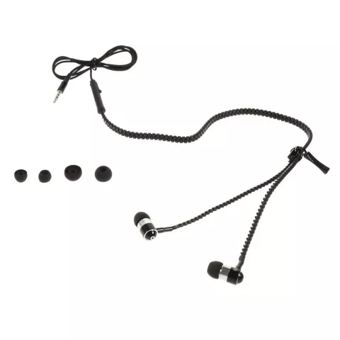 Fermeture &agrave; glissi&egrave;re noire &Eacute;couteurs intra-auriculaires Bouton de microphone Fermeture &agrave; glissi&egrave;re
