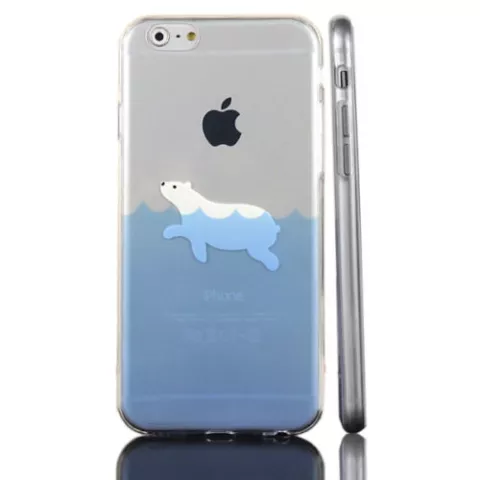 Coque ours polaire compatible avec iPhone 6 Plus 6s Plus Coque transparente en TPU ours polaire