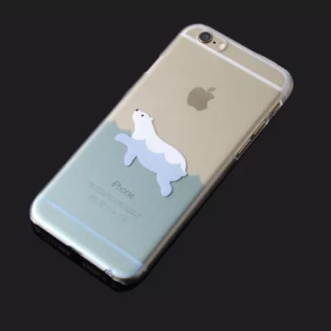 Coque ours polaire compatible avec iPhone 6 Plus 6s Plus Coque transparente en TPU ours polaire