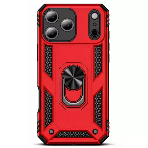 Coque iPhone 17 Pro Max Rouge &ndash; Coque Armor Antichoc avec Support Anneau M&eacute;tallique (Compatible avec iPhone 17 Pro Max)