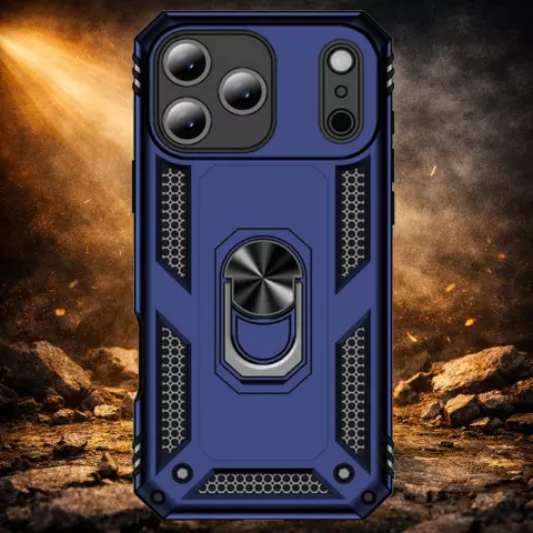 Coque iPhone 17 Pro Max Bleu &ndash; Coque Armor Antichoc avec Support Anneau M&eacute;tallique (Compatible avec iPhone 17 Pro Max)