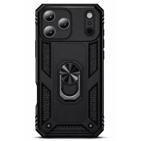 Coque iPhone 18 Pro Noir&ndash; Coque Armor Antichoc avec Support Anneau M&eacute;tallique (Compatible avec iPhone 18 Pro)