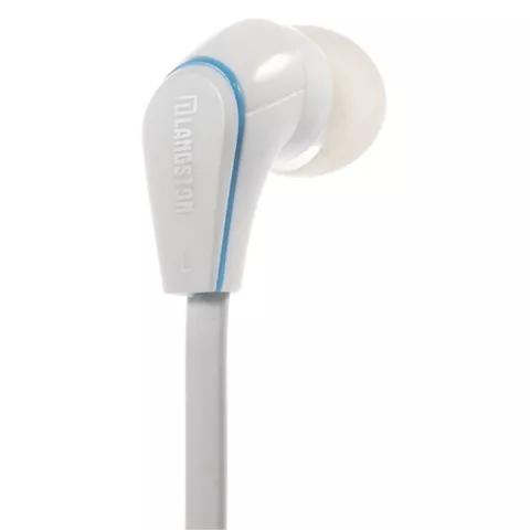 Langston &Eacute;couteurs Intra-Auriculaires C&acirc;ble Plat 3,5 mm &Eacute;couteurs Blancs Bouton Micro C&acirc;ble Nouilles
