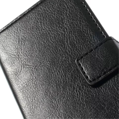 &Eacute;tui et portefeuille en cuir noir compatible avec iPhone 5 5s SE 2016