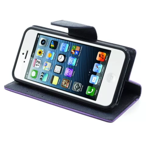 Violet Mercury Goospery portefeuille biblioth&egrave;que compatible avec iPhone 5 5s SE 2016 &eacute;tui en cuir d&#039;origine - portefeuille