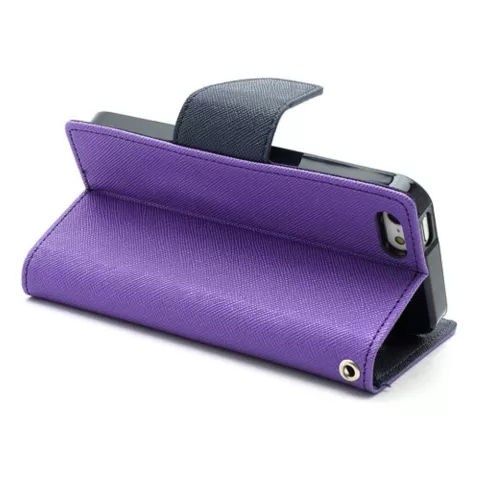 Violet Mercury Goospery portefeuille biblioth&egrave;que compatible avec iPhone 5 5s SE 2016 &eacute;tui en cuir d&#039;origine - portefeuille