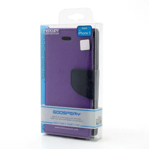 Violet Mercury Goospery portefeuille biblioth&egrave;que compatible avec iPhone 5 5s SE 2016 &eacute;tui en cuir d&#039;origine - portefeuille