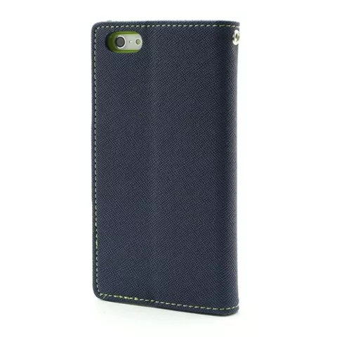 &Eacute;tui de biblioth&egrave;que portefeuille d&#039;origine Mercury Goospery compatible avec iPhone 5 5s SE 2016 portefeuille bleu fonc&eacute; vert